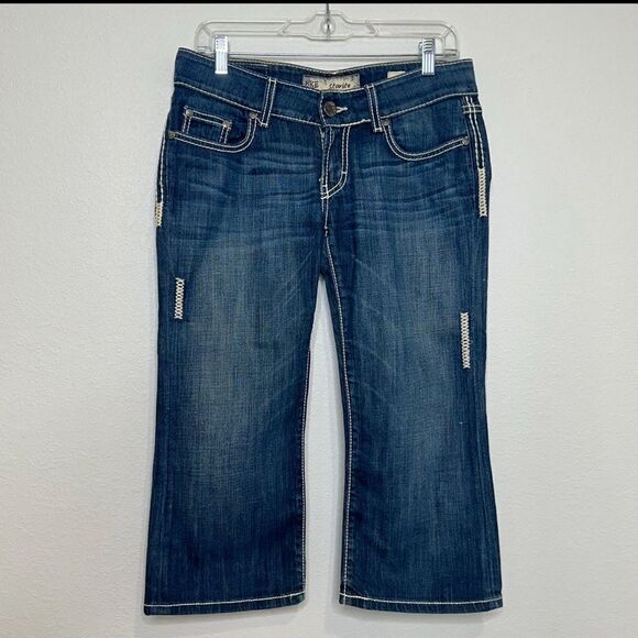 BKE Buckle Denim Capri Cropped Jeans Starlite Thick Stitch Women Sz 28 - Picture 1 of 11